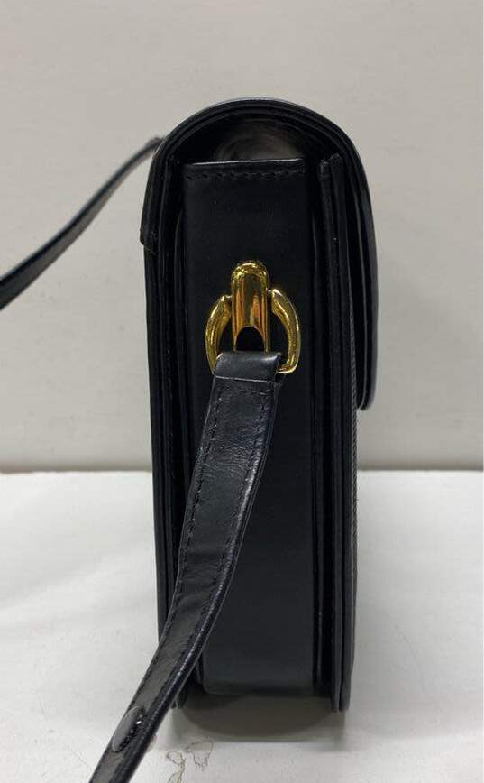 Vintage Horse Hair Of Italy Black Leather Shoulder Bag image number 4