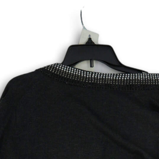 Womens Black Long Sleeve Cropped Open Front Cardigan Sweater Size XL image number 4