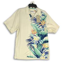 NWT Tommy Bahama Mens White Floral Spread Collar Button-Up Shirt Size Small