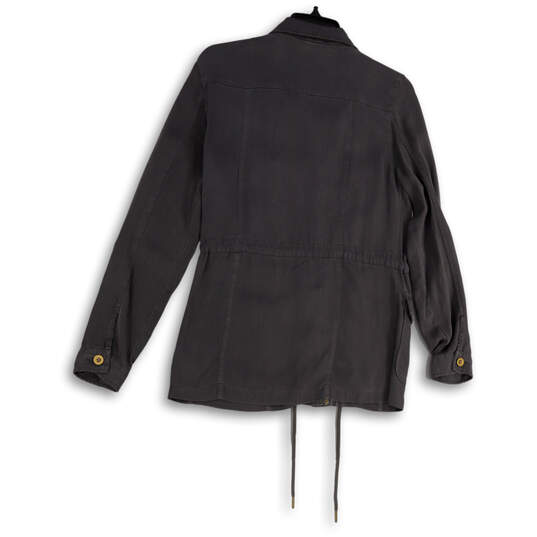 Womens Black Collared Pockets Long Sleeve Full-Zip Utility Jacket Size S image number 2