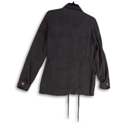 Womens Black Collared Pockets Long Sleeve Full-Zip Utility Jacket Size S alternative image