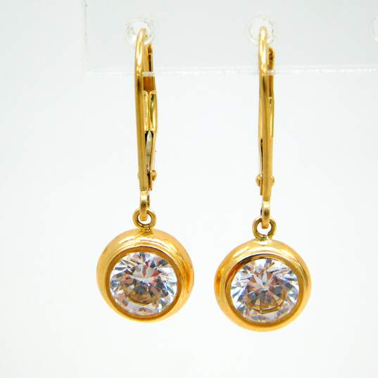 Fancy 14k Yellow Gold CZ Drop Earrings 1.6g image number 2