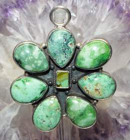 Artisan Juan Guerro Sterling Silver Carico Lake Turquoise Flower Pendant