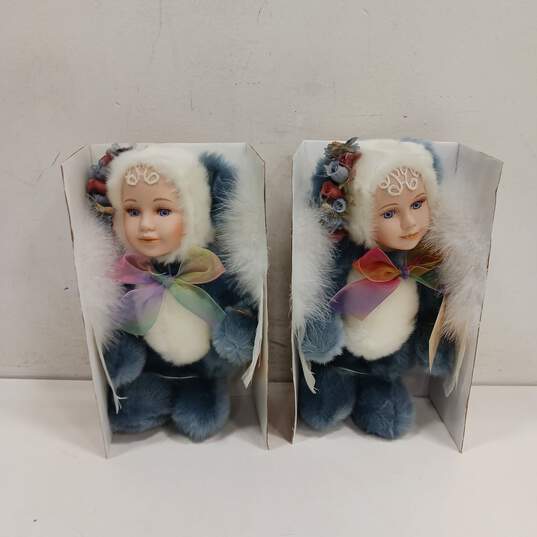 Bundle of 2 Seymour Mann Bear Collectibles Lilac Angel Dolls with Tags IOB image number 2