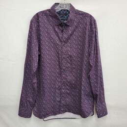 Ted Baker MN's Purple Printed Long Sleeve Button Shirt. Size 4