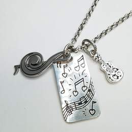 Brighton Silver Tone Crystal Musical Pendant 28 1/2in Necklace 36.3g alternative image
