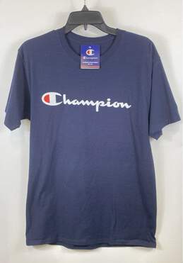 NWT Champion Mens Blue Cotton Athletic Wear Short Sleeve Pullover T-Shirt Size M