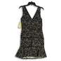 NWT Womens Black Beige Floral Lace V-Neck Sleeveless Short Mini Dress Size 10 image number 2