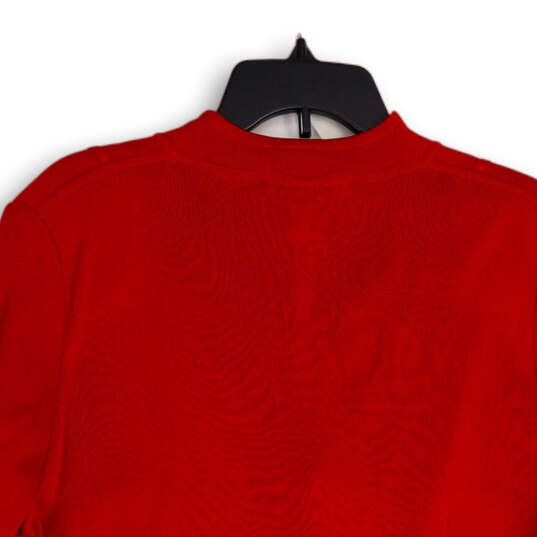Womens Red Tight-Knit Long Sleeve Button Front Cardigan Sweater Size Large image number 4