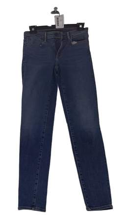 Womens Blue Denim Wang Straight Leg 5 Pockets Flat Front Skinny Jeans Size XS alternative image