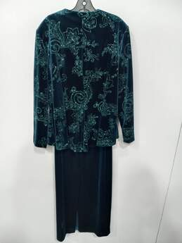 R&M Richards Green Velvet Glitter 2pc Formal Dress Women's Size 18 alternative image