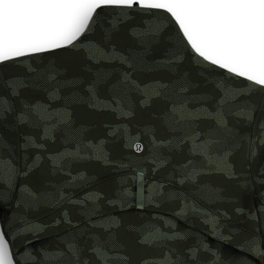 Womens Green Camouflage Long Sleeve Mock Neck Full-Zip Jacket Size 6 image number 4