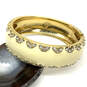 Designer Stella & Dot Gold-Tone Yellow Enamel Hinged Bangle Bracelet image number 2