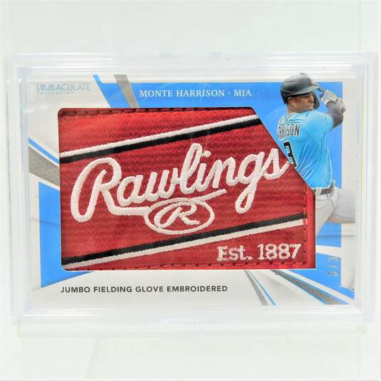 2021 Monte Harrison Immaculate Collection Rookie Jumbo Fielding Glove Embroidered Relics 3/3 Miami Marlins image number 1