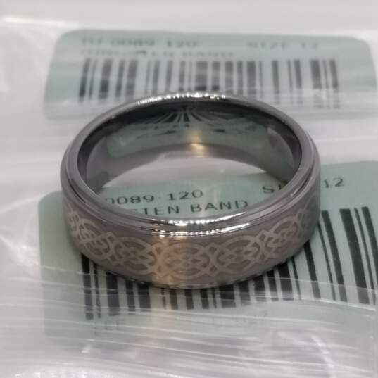 Tungsten Silver Tone Design Metal Sz 13 Ring Bundle 9pcs 151.5g image number 1