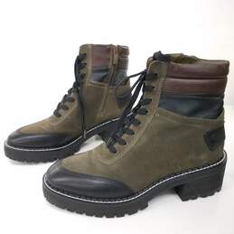 Franco Sarte Tangier Green Suede Lace Up Combat Boots Women's Size 8