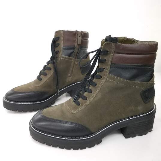 Franco Sarte Tangier Green Suede Lace Up Combat Boots Women's Size 8 image number 1