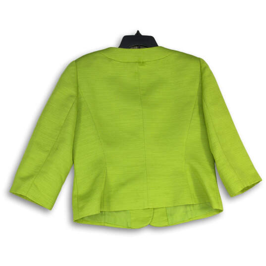Womens Lime Green Long Sleeve Flap Pocket Crop Three Button Blazer Size 16P image number 2