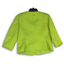Womens Lime Green Long Sleeve Flap Pocket Crop Three Button Blazer Size 16P alternative image