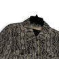 Womens Gray White Animal Print Pockets Button Front Trucker Jacket Size M image number 3