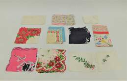 Assorted Vintage Linen Handkerchief Hankies Christmas Holiday Floral Embroidered