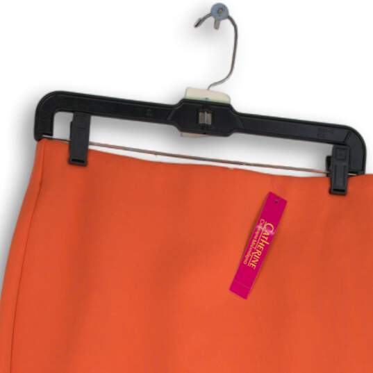 NWT Catherine Malandrino Womens Orange Back Zip Straight & Pencil Skirt Size 6 image number 3