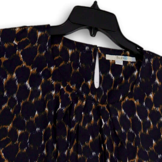 Womens Multicolor Animal Print Round Neck Short Sleeve Blouse Top Size 8 image number 3