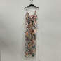 Womens Pink Floral Print Ruffle Sleeveless V-Neck Maxi Dress Size Large image number 1