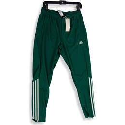 NWT Mens Green Striped Elastic Waist Ankle Zip Track Pants Size Medium