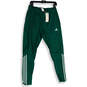 NWT Mens Green Striped Elastic Waist Ankle Zip Track Pants Size Medium image number 1