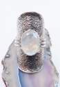 PTI India 925 Moonstone Faceted Oval Ridged Band Textured Saddle Long Ring 13g image number 1