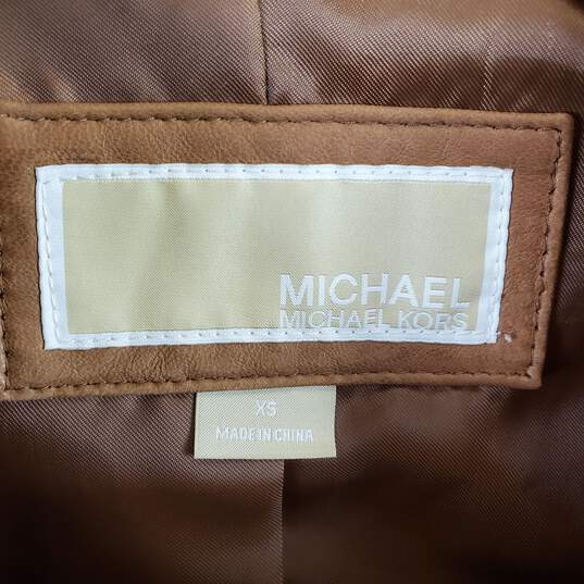 Michael Kors Women Camel Leather Jacket XS image number 3