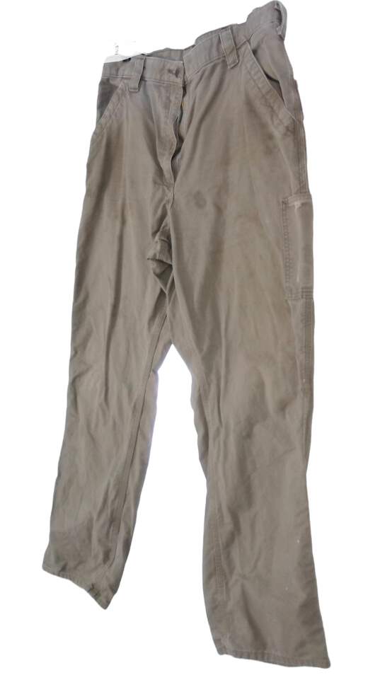 Carhartt Mens Brown Flat Front Straight Leg Cargo Work Pants Size 38 X 32 image number 3