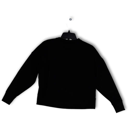 Womens Black Round Neck Long Sleeve Stretch Pullover Sweatshirt Size XS image number 2