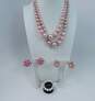 VNTG Weiss Icy Rhinestone & Fashion Pink Clip-On Earrings & Necklace 117.7g image number 1