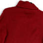 Womens Red Knitted Long Sleeve Turtleneck Side Slit Pullover Sweater Size S image number 3