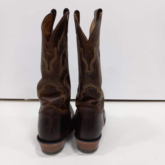 Men's Brown Justin's Leather Square Toe Western Cowboy Boots Size 10.5 image number 3