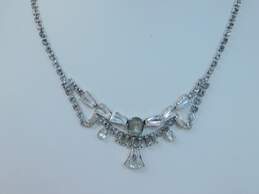 Vintage Icy Clear & Blue Rhinestone Statement Necklaces Brooches & Earrings 98.8g alternative image