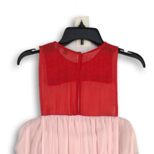 NWT Womens Pink Red Color Block Sleeveless Keyhole Back Mini Dress Size M image number 4