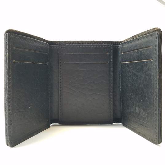 Harley Davidson Black Leather Trifold Wallet Mens image number 3