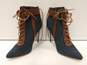 Shoedazzle Women's Sacha Corset Lace Up Stiletto Heeled Denim Booties Size 9.5 image number 2