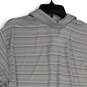 Mens Gray Striped Collared Short Sleeve Side Slit Polo Shirt Size Medium image number 4