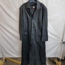 Vintage black leather trench coat L
