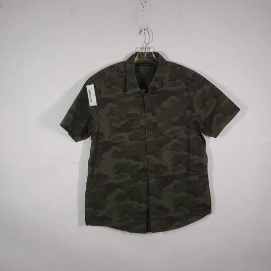 Mens Cotton Camouflage Collared Short Sleeve Chest Pockets Button-Up Shirt Sz XL image number 1