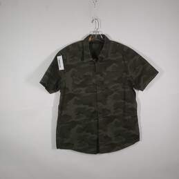 Mens Cotton Camouflage Collared Short Sleeve Chest Pockets Button-Up Shirt Sz XL