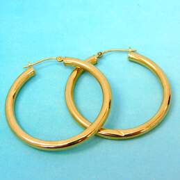 14K Gold Tube Hoop Earrings 2.2g