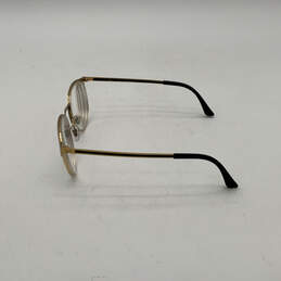 Mens Gold Black Metal Full-Rim Clear Round Lens Eyeglasses With Case alternative image