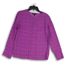 Banana Republic Womens Purple Round Neck Long Sleeve Pullover Blouse Top Size S