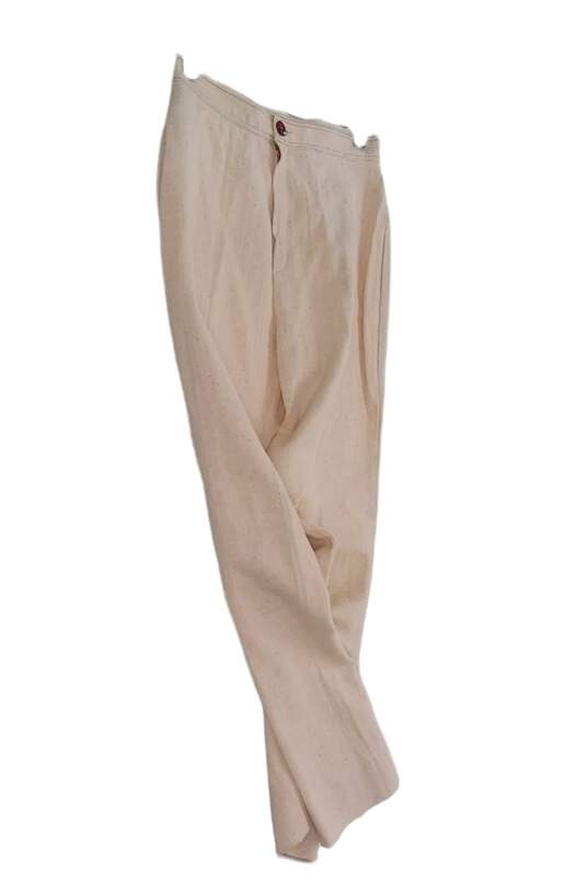 LA Womens Beige Flat Front Straight Leg Dress Pants Size 13/14 image number 3