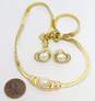 Christian Dior Goldtone Faux Pearl & Rhinestones Pendant Herringbone Chain Necklace & Matching Drop Post Earrings Set 25g image number 6
